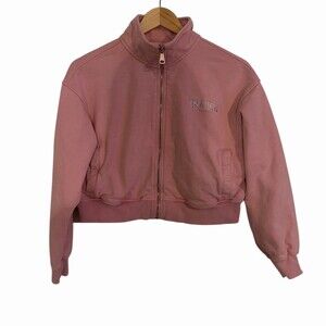Inaka Power Cropped Zip-Up Jacket Womens Small Pink High Neck Athleisure